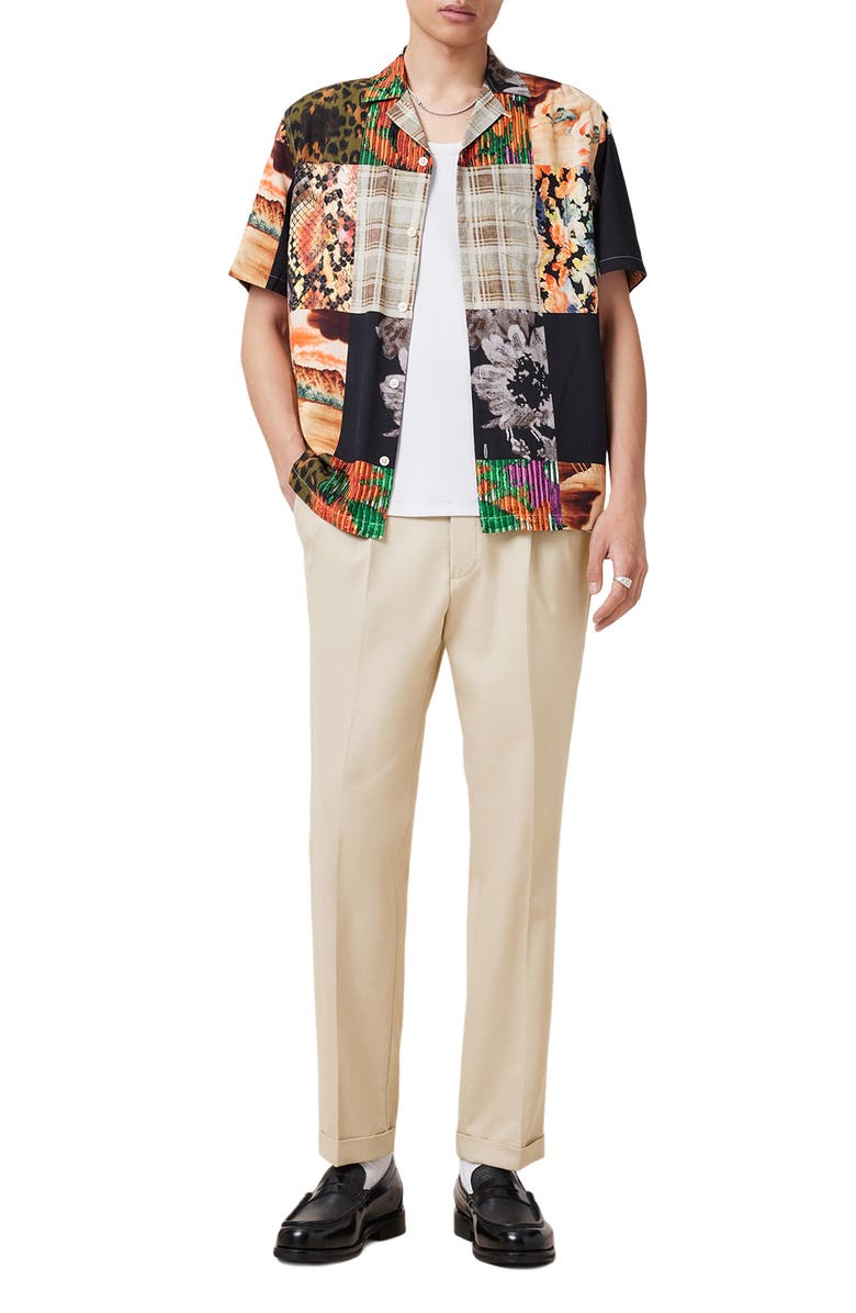 AllSaints Tallis Pleated Cuff Hem Cotton & Wool Blend Pants, Alternate, color, Antique Brown