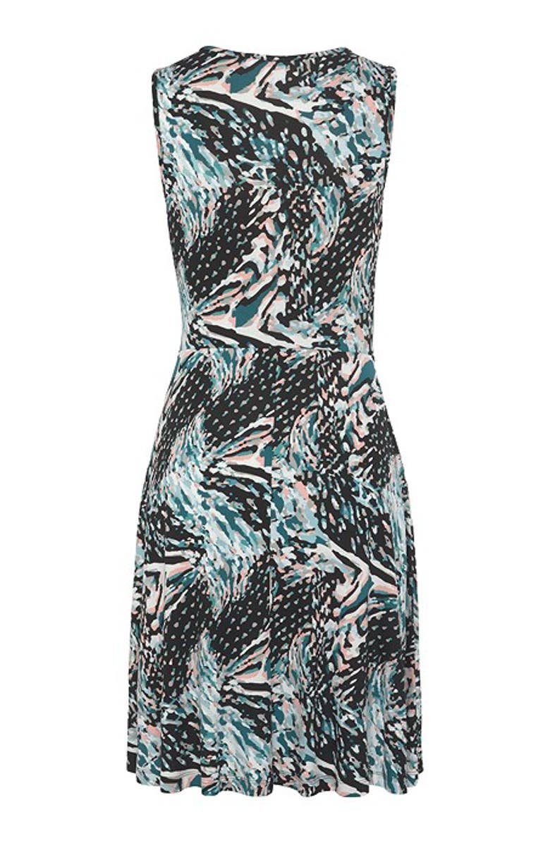 LASCANA Women's Printed Keyhole Dress, Alternate, color, Black Multi