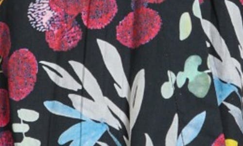 Apny Print Wrap Front Cotton High-low Top In Black Multi
