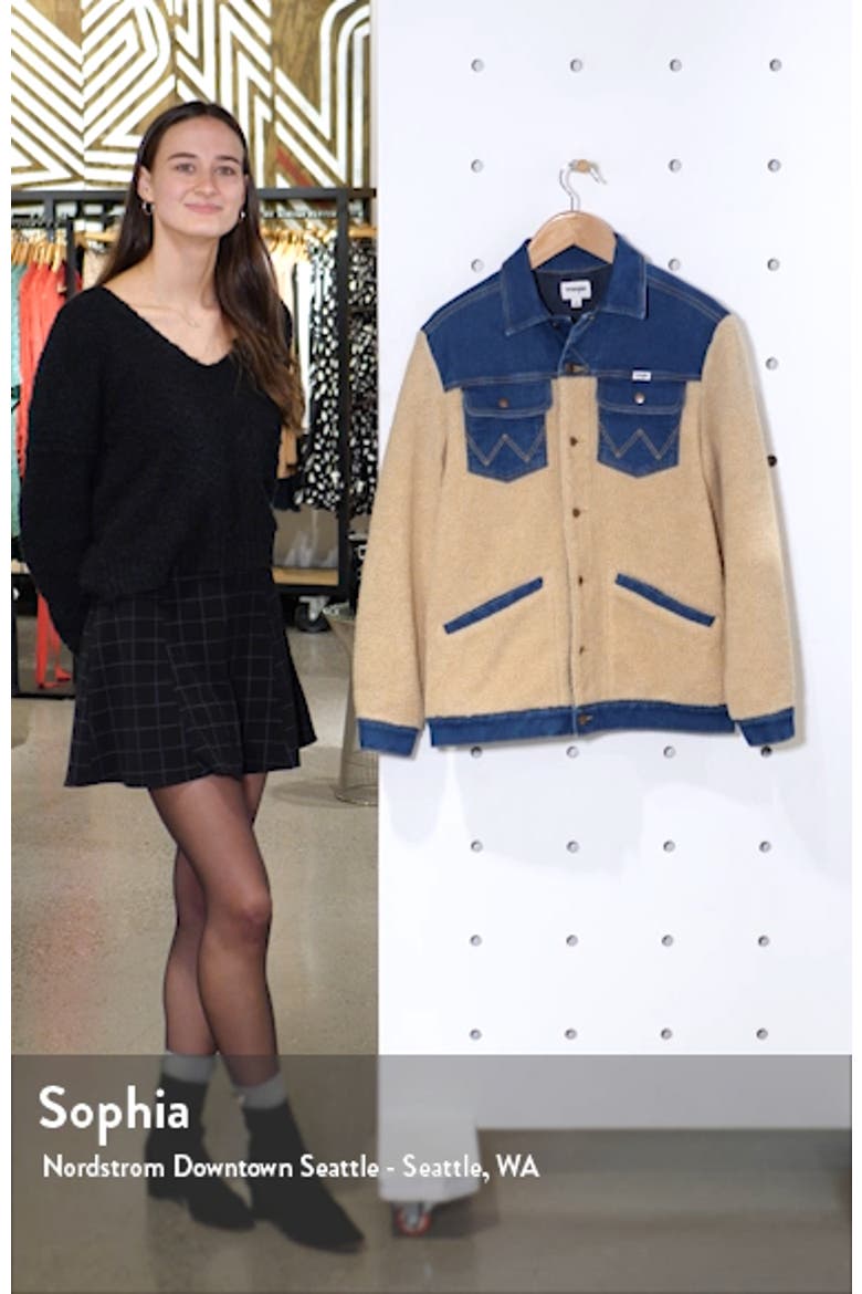 Oversized Faux Shearling & Denim Jacket video