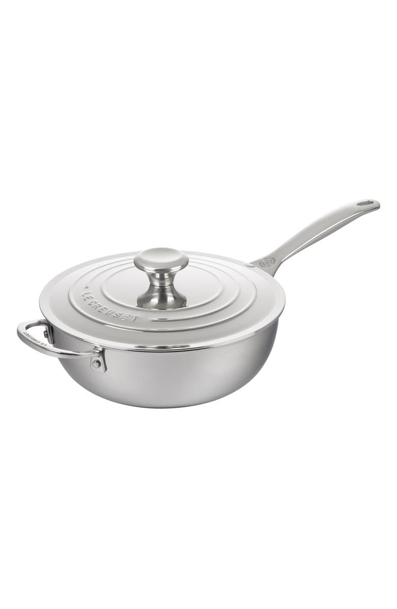 Le Creuset 3.5-Quart Nonstick Stainless Steel Saucier with Lid, Main, color, Silver