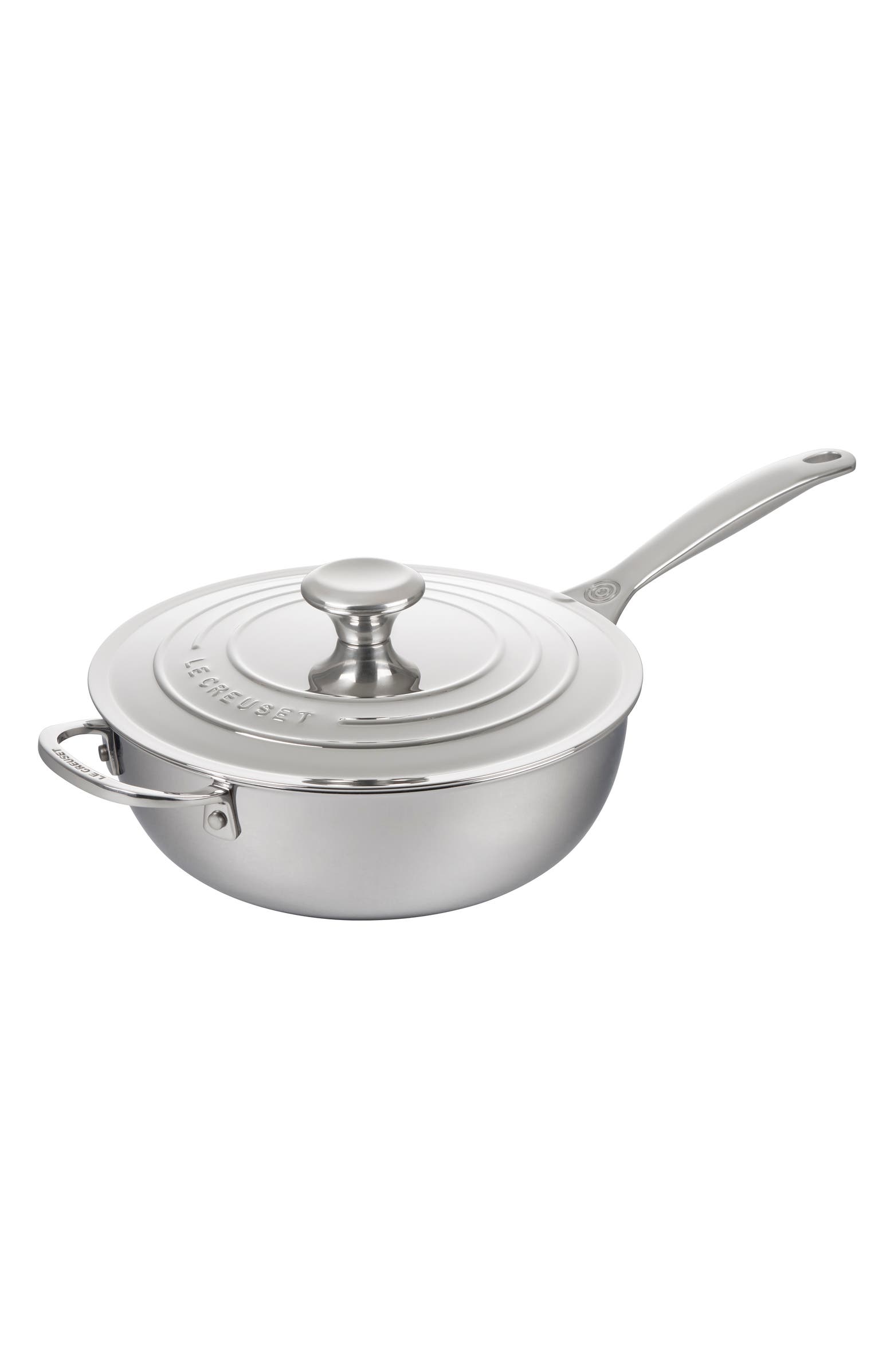Le Creuset 3.5-Quart Nonstick Stainless Steel Saucier with Lid - Silver