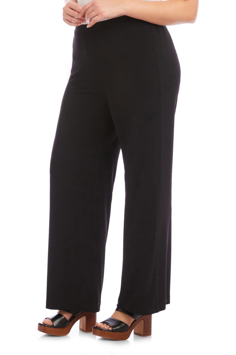 Travel Jersey Wide Leg Pants, Alternate, color, BLACK
