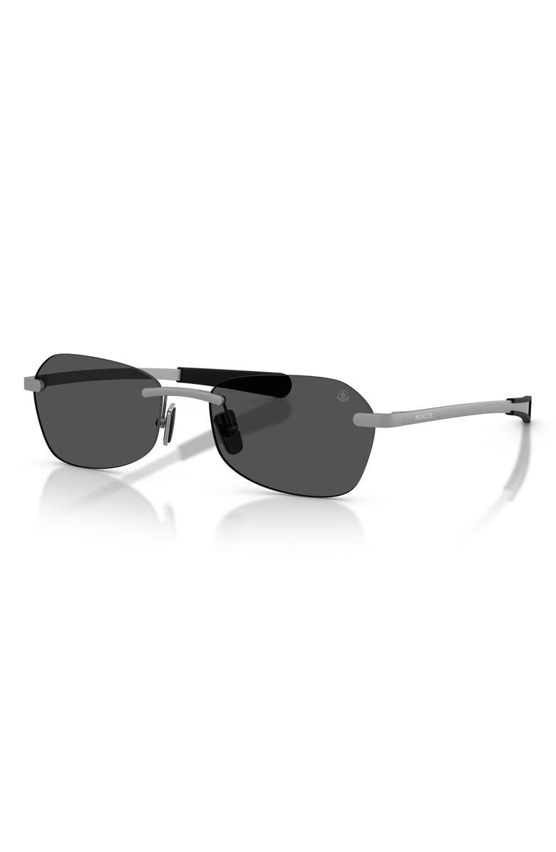 Moncler Orris 55mm Irregular Sunglasses, Alternate, color, Matte Frozen / Solid Grey