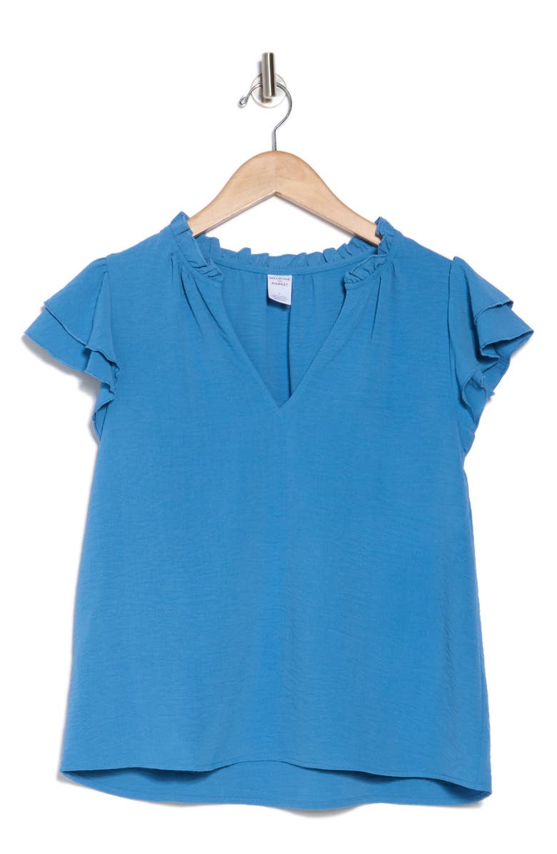Melrose and Market Ruffle Cap Sleeve Top, Alternate, color, Blue Parisian