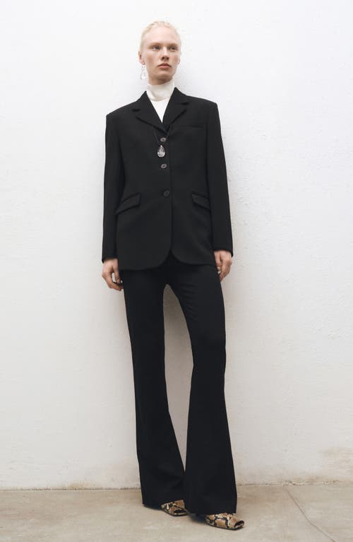 Mango Straight Button Suit Blazer In Black