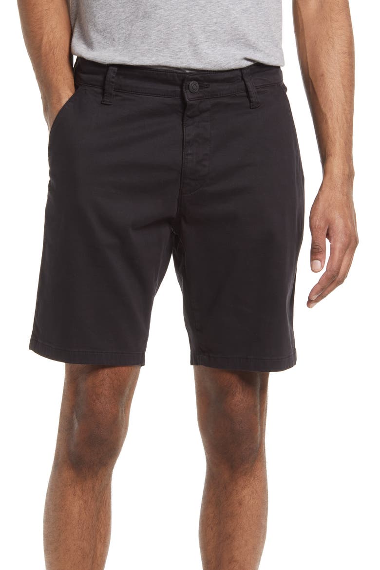 Noah Stretch Twill Flat Front Shorts, Main, color, BLACK TWILL