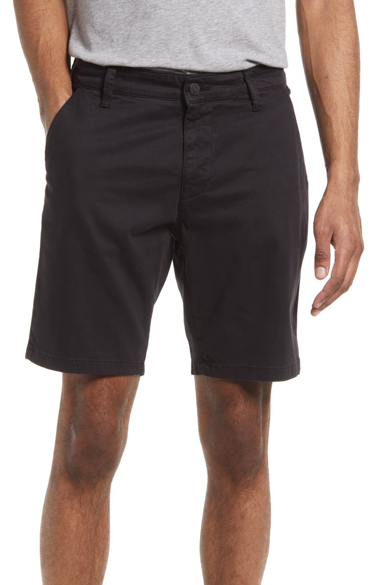 Mavi Jeans Noah Stretch Twill Flat Front Shorts, Main, color, Black Twill