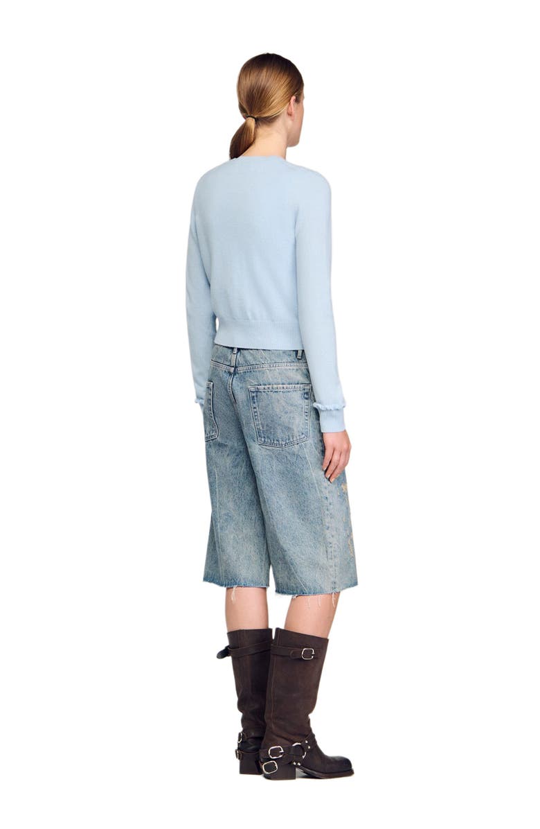 SANDRO Ruffled cardigan, Alternate, color, Sky Blue