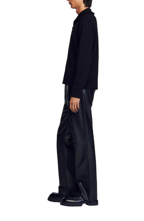 Sandro Zip-up Wool Cardigan In Black