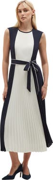 HOBBS LONDON Hattie Pleated Tie-Waist Midi Dress