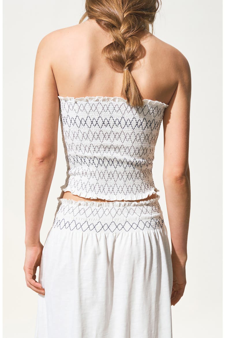Embroidered Smocked Waist Cotton Maxi Skirt, Alternate, color, OFF WHITE