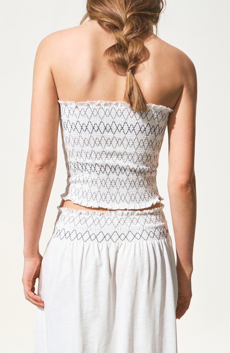 MANGO TEEN <p>Embroidered Smocked Waist Cotton Maxi Skirt</p>, Alternate, color, Off White