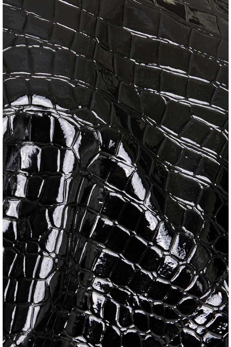 Croc Embossed Faux Patent Leather Crop Jacket, Alternate, color, BLACK