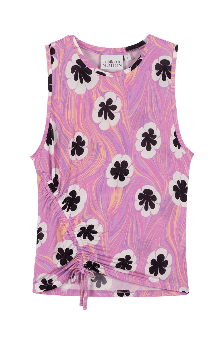 Untitled in Motion Noda Asymmetric Ruched Silky Jersey Floral Fitted Tank, Main, color, Opia Rose