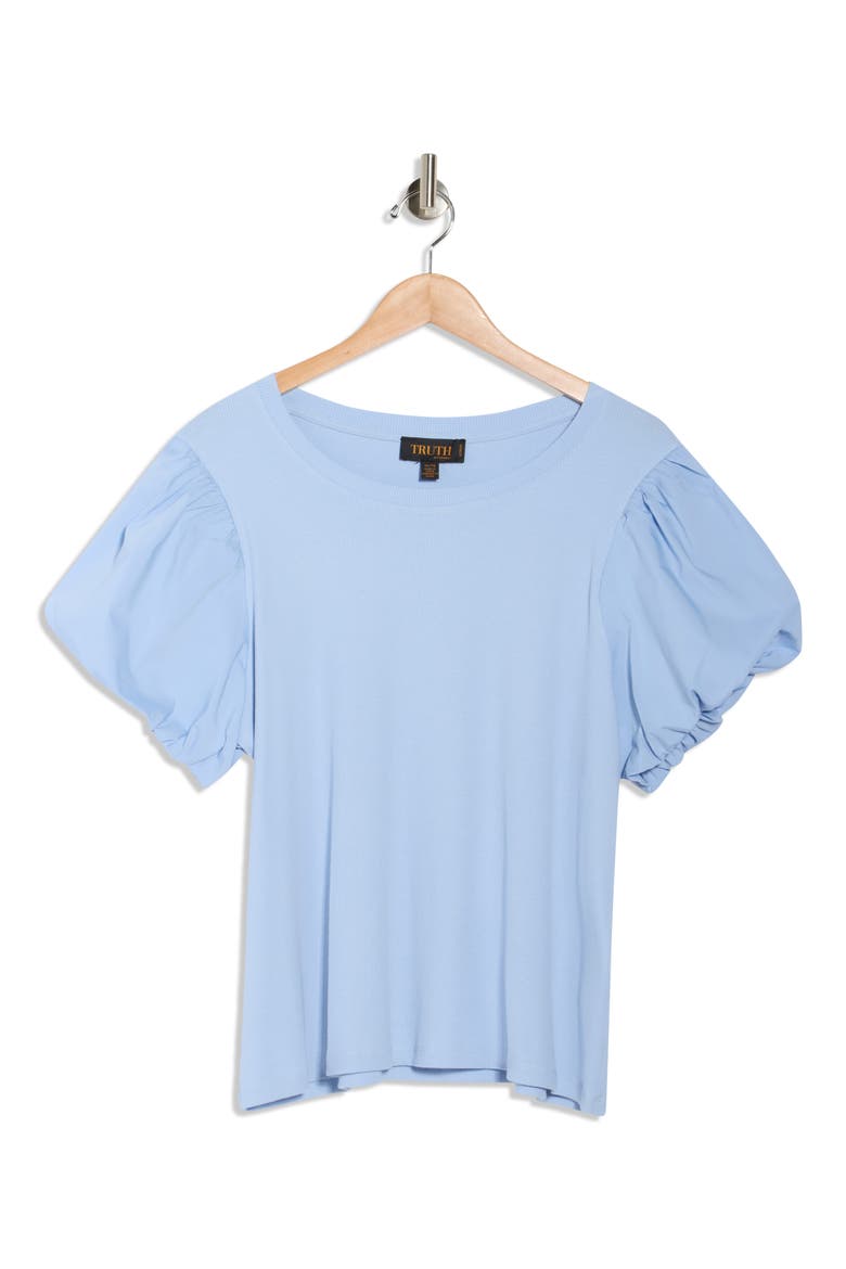 Crewneck Puff Sleeve Top, Alternate, color, BABY BLUE
