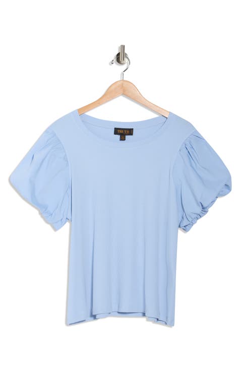 Crewneck Puff Sleeve Top (Plus)