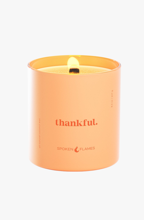 Spoken Flames Thankful Candle In Peach