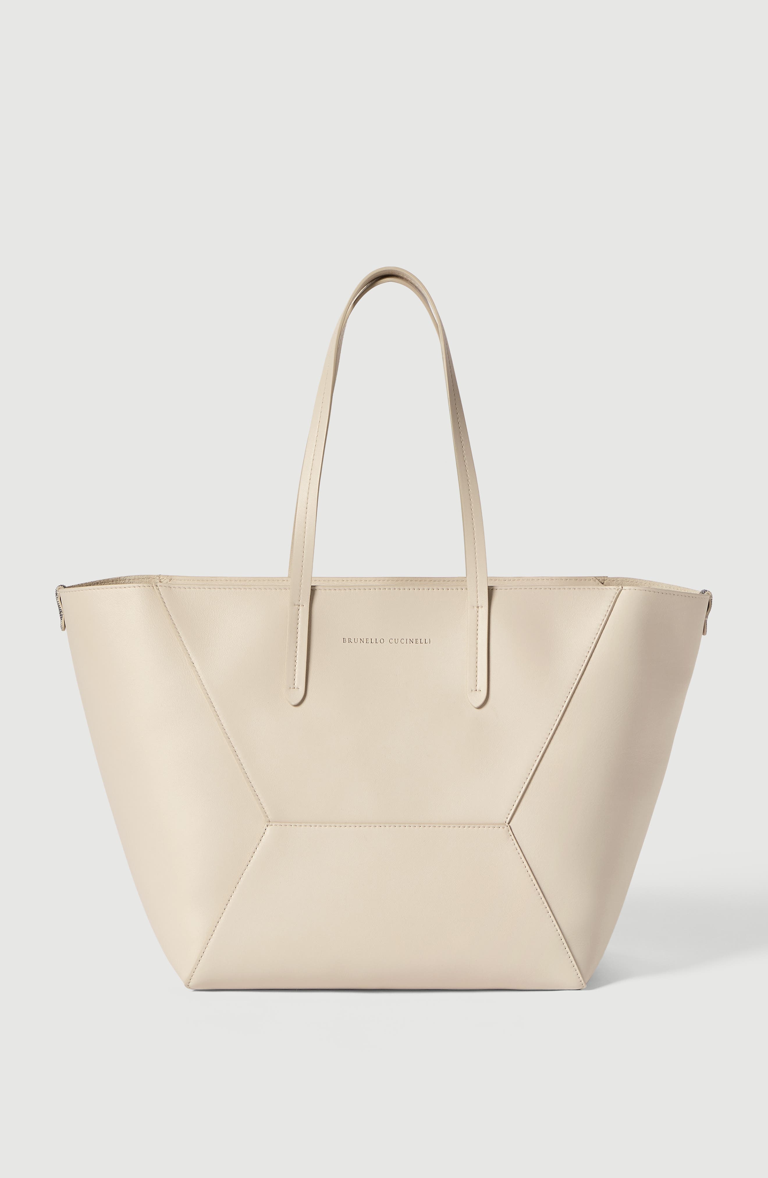 BC Duo bag in calfskin with monili, Main, color, Ivory