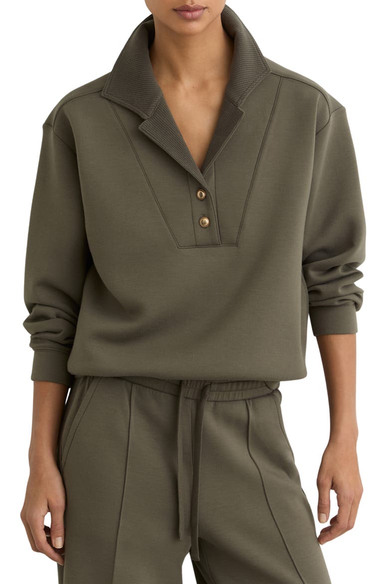 Bella Collar Sweatshirt, Main, color, KHAKI GREEN