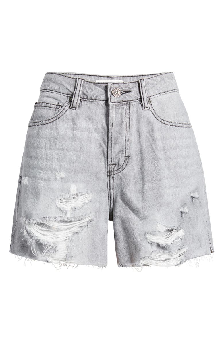 HIDDEN JEANS Distressed Raw Hem Side Slit Denim Shorts, Alternate, color, Grey