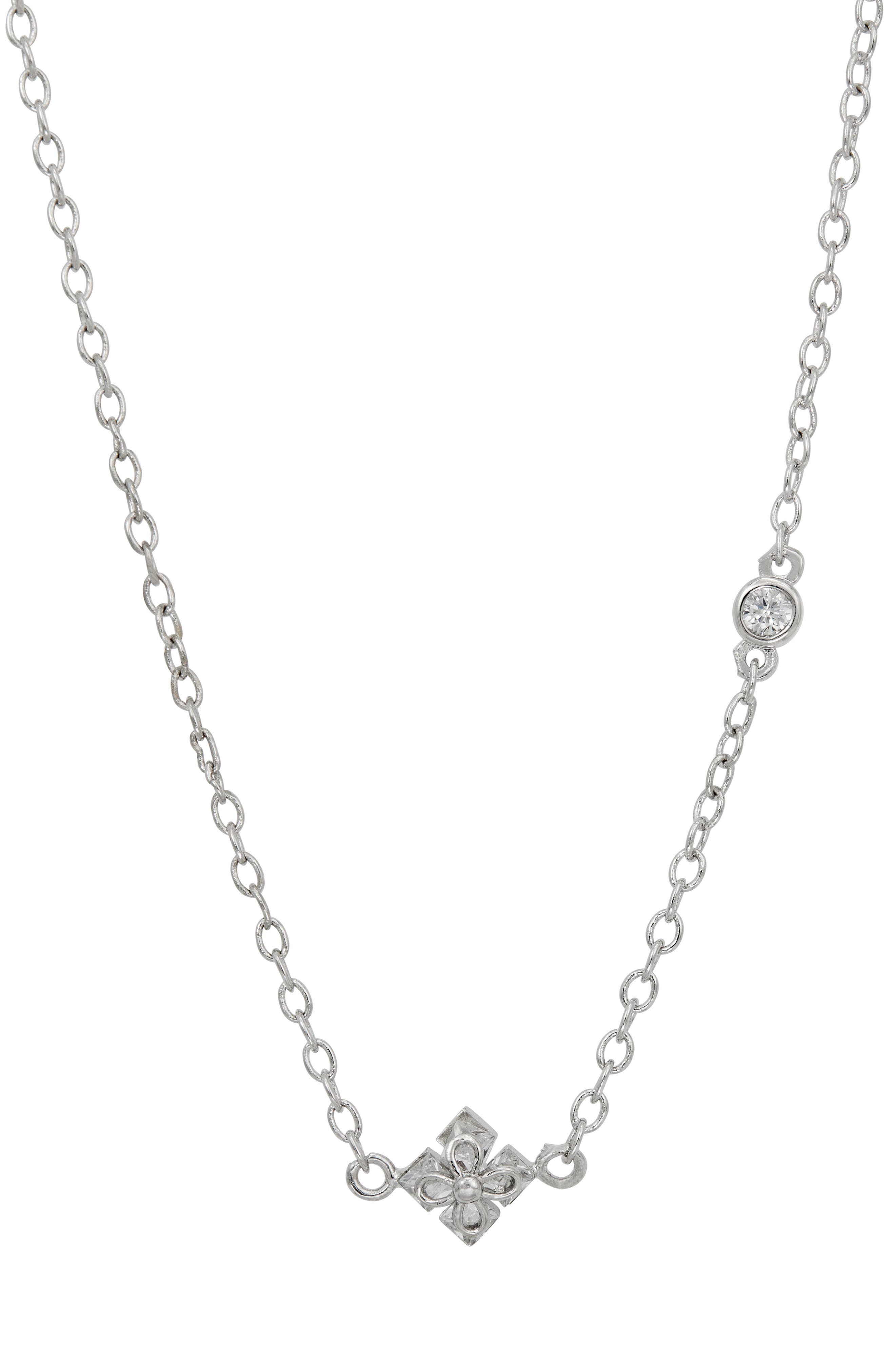 SAVVY CIE JEWELS Princess Cut Cubic Zirconia Quadrant Pendant Necklace