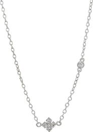 SAVVY CIE JEWELS Princess Cut Cubic Zirconia Quadrant Pendant Necklace