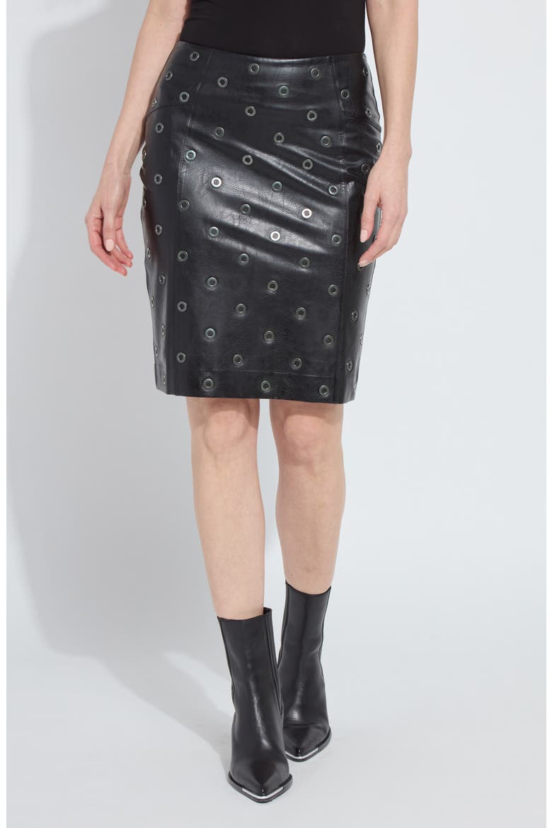 Leonette Grommet Faux Leather Skirt, Main, color, BLACK