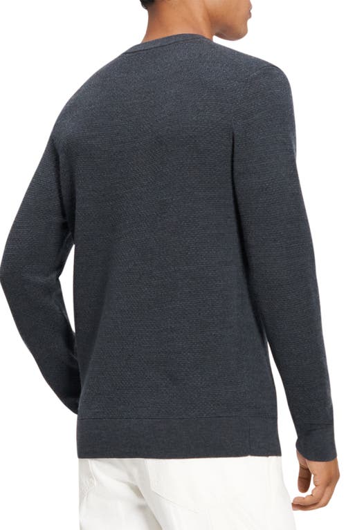 Theory Maden Textured Crewneck Sweater In Charcoal Melange