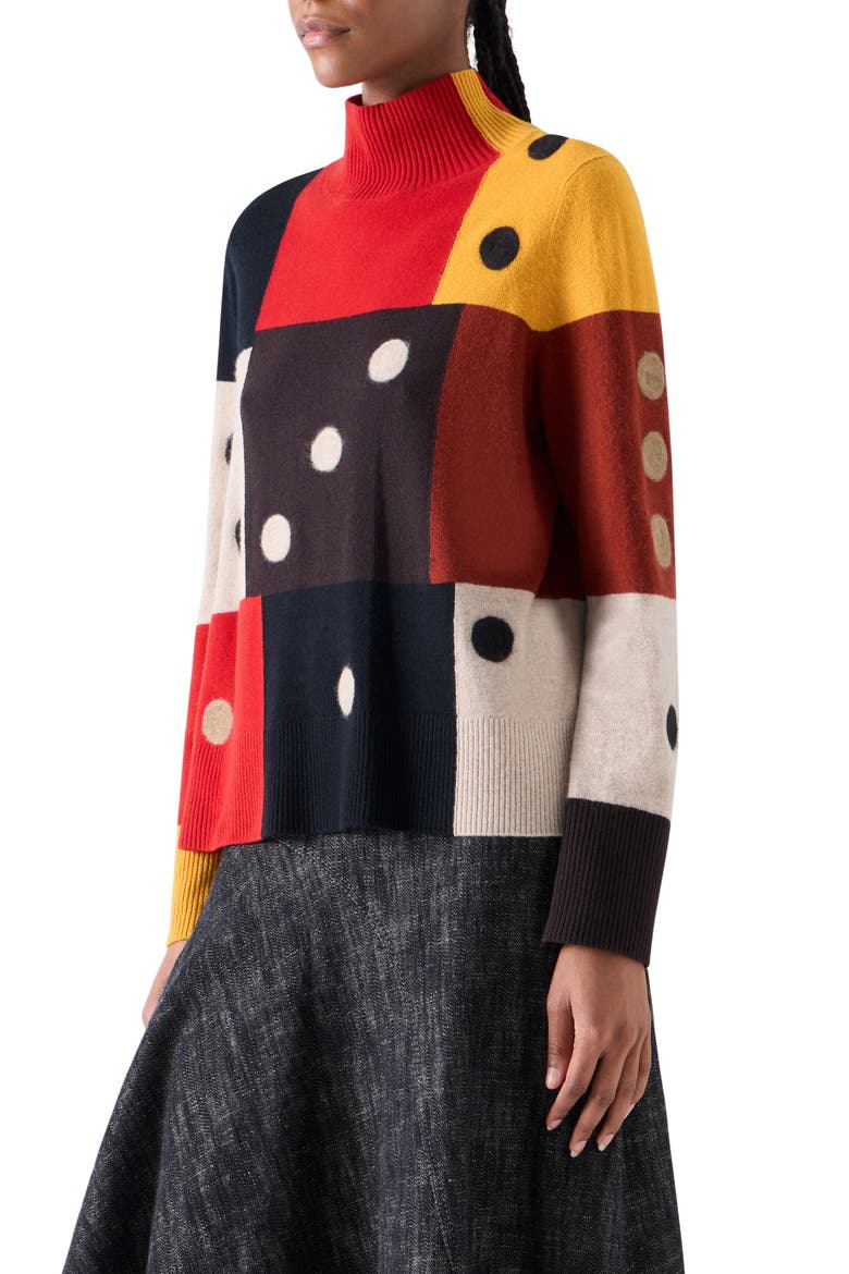 Dice Intarsia Wool & Cashmere Sweater, Alternate, color, MULTICOLOR