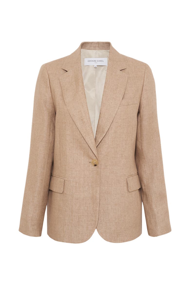 Taliya Linen Blazer, Alternate, color, Sand
