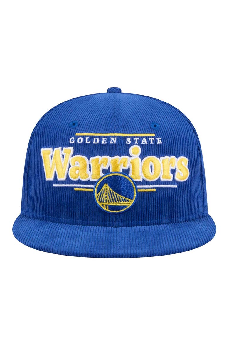 Men's New Era Royal Golden State Warriors Throwback Display Corduroy 9FIFTY Snapback Hat, Alternate, color, Royal