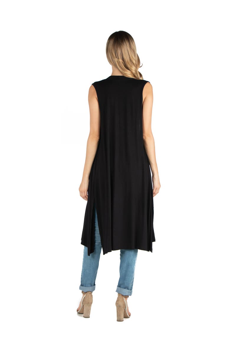24seven Comfort Apparel Maternity Sleeveless Long Cardigan with Side Slit, Alternate, color, Black