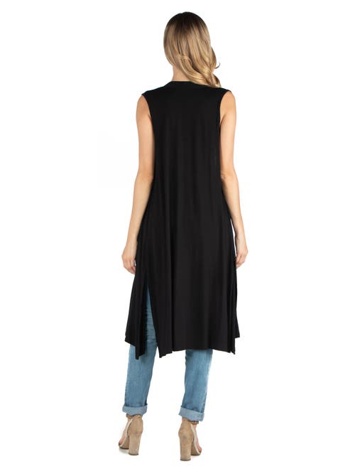 24seven Comfort Apparel Maternity Sleeveless Long Cardigan With Side Slit