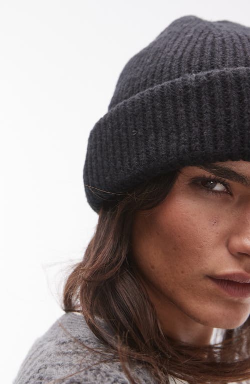 Topshop Henry Rib Beanie in Black 