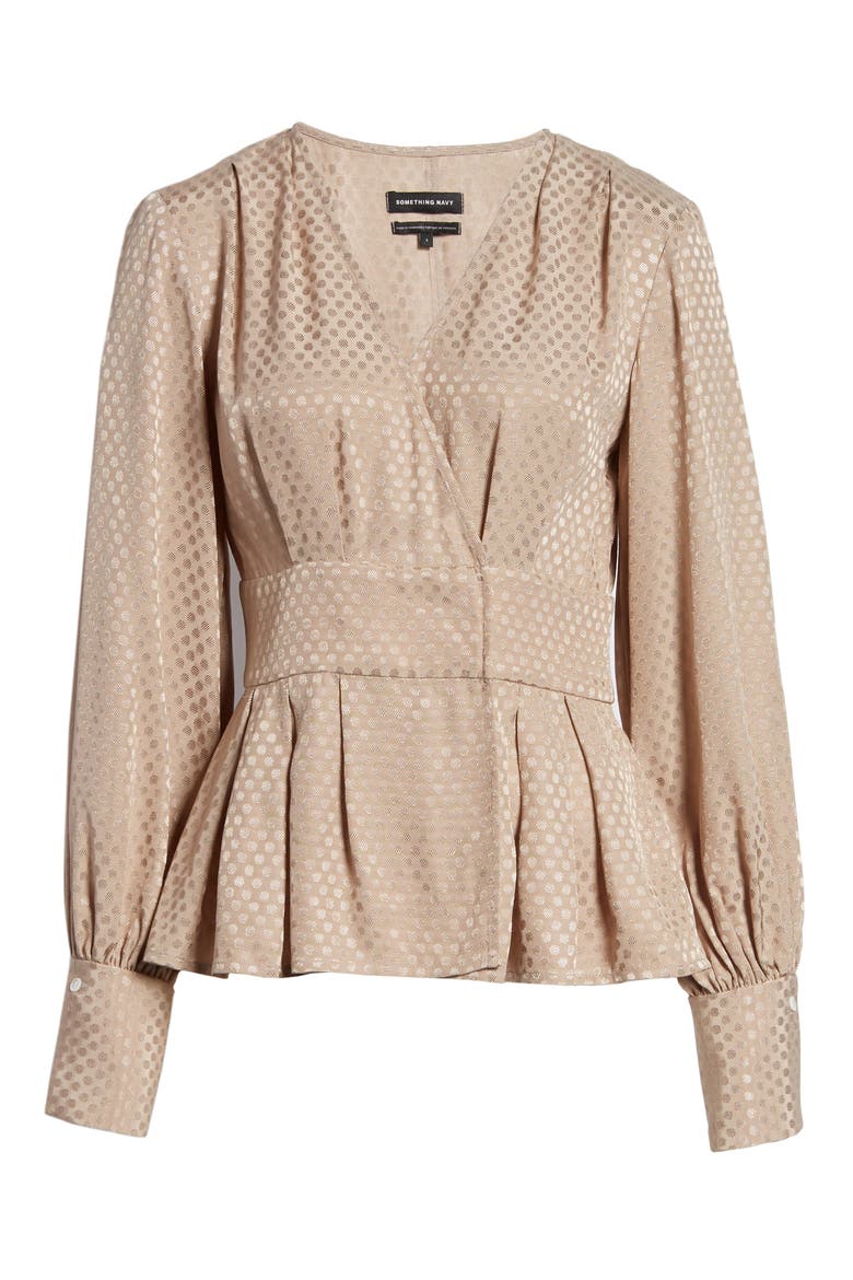 Waist Detail Jacquard Top (Nordstrom Exclusive), Alternate, color, TAN TAUPE