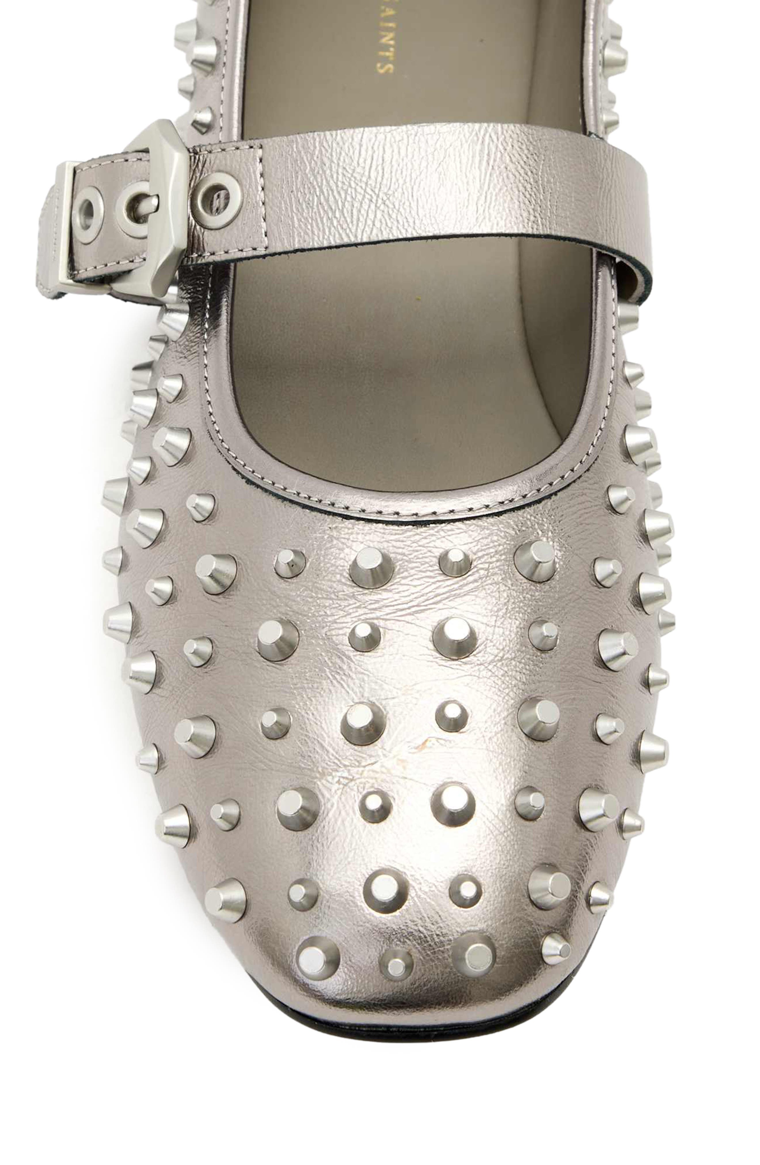 AllSaints Holly Studded Ballet Flat, Alternate, color, Gunmetal Grey
