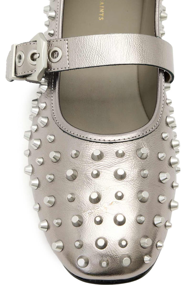 AllSaints Holly Studded Ballet Flat, Alternate, color, Gunmetal Grey