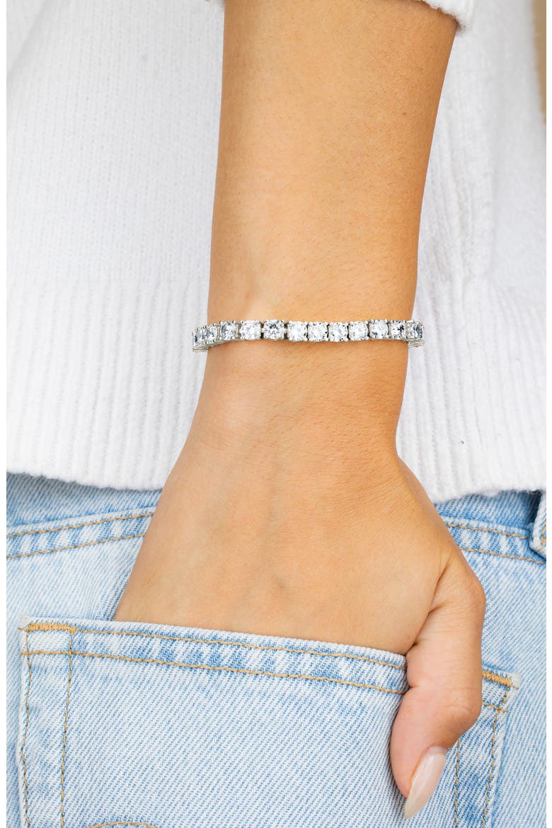 Round Cut Cubic Zirconia Tennis Bracelet, Alternate, color, SILVER