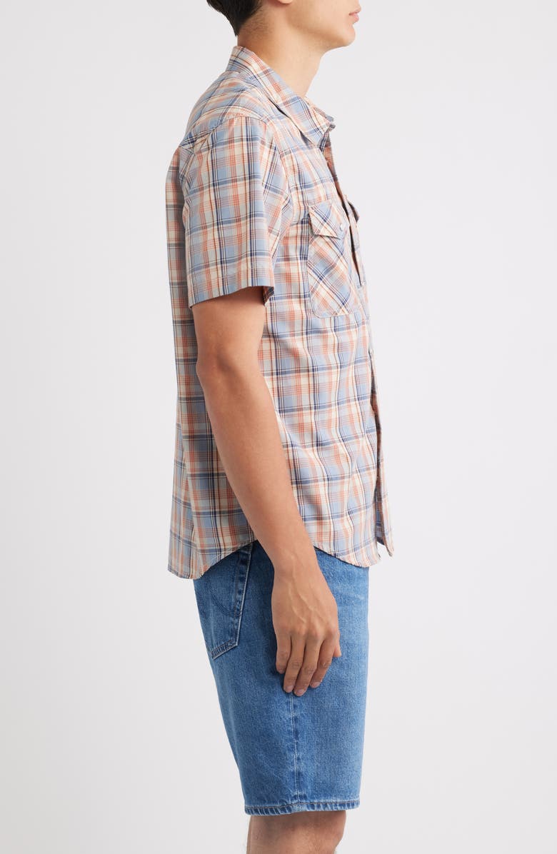 Brixton The Breezy Wayne Plaid Short Sleeve Shirt, Alternate, color, Blue Multi Plaid
