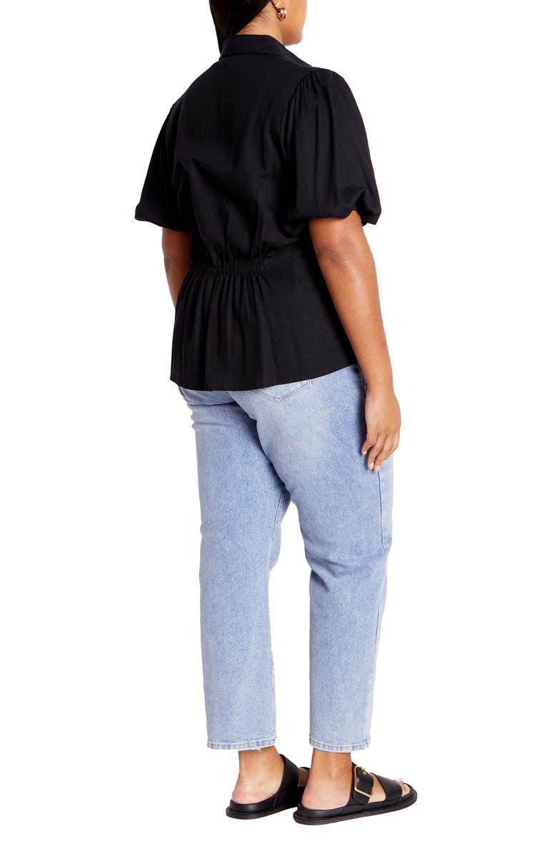 City Chic Betty Short Sleeve Button-Up Shirt, Alternate, color, 