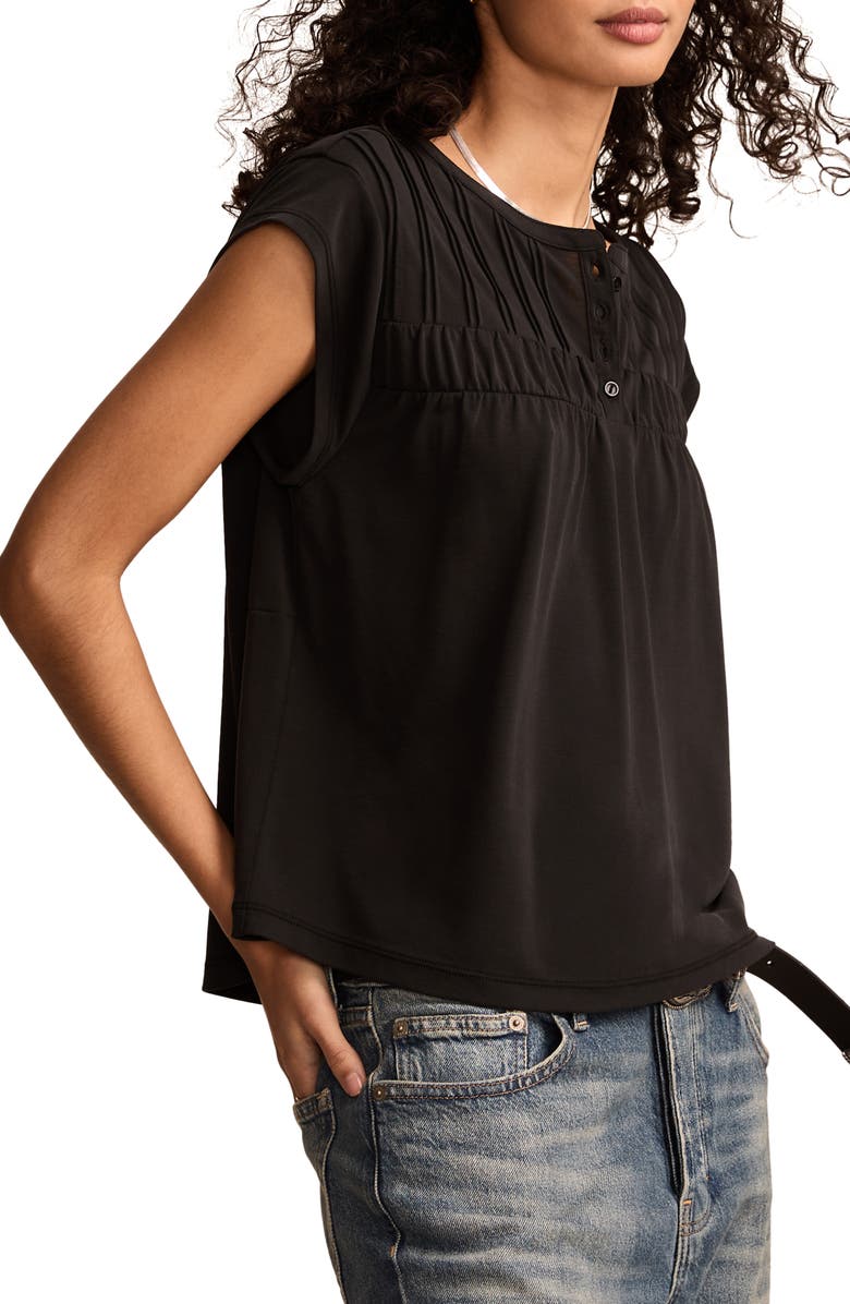 Lucky Brand Sandwashed Knit Cap Sleeve Top, Alternate, color, 