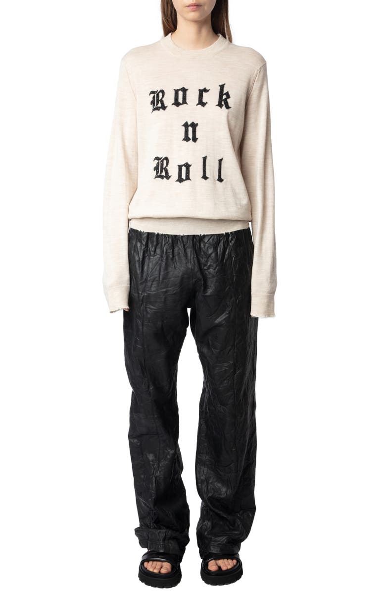 Zadig & Voltaire Ivy We Rock & Roll Embellished Wool Graphic Crewneck Sweater, Alternate, color, 