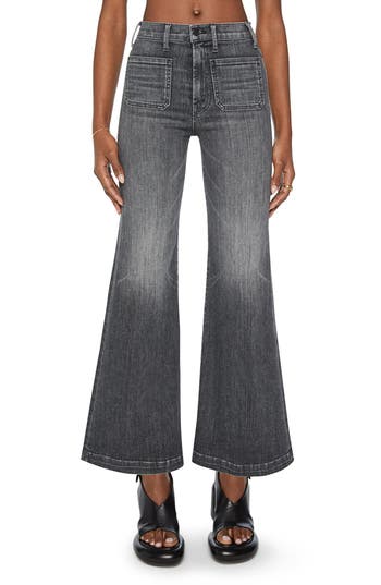 Mother The Hustler Roller Ankle Flare Leg Jeans In Gray