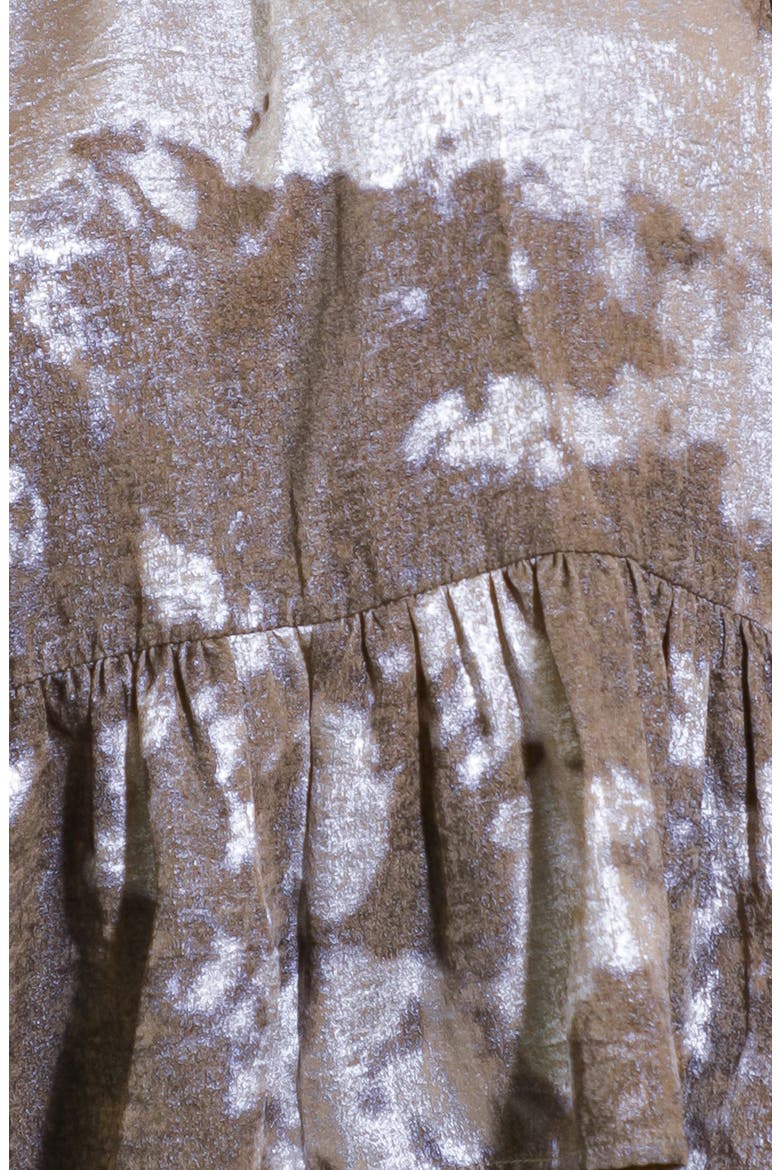 Halter Neck Ruffle High-Low Top, Alternate, color, TAUPE METALLIC