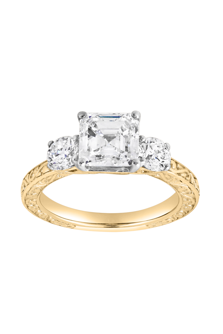 Nyraelle 14K Gold 2.70 Ct Asscher Lab Grown Diamond Engagement Ring, Main, color, 14K Yellow Gold