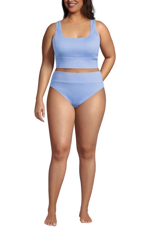 Tugless Tankini Top and High Waisted Bottom Swimsuit Set