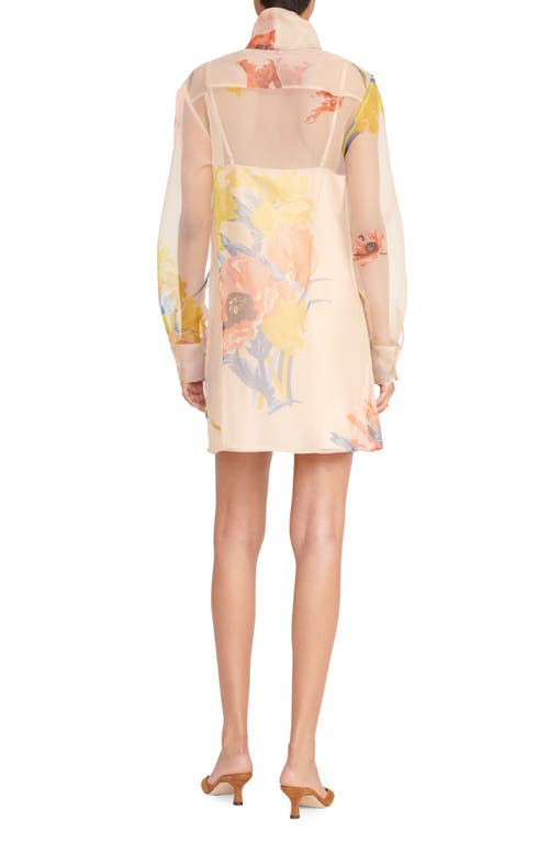 Staud Maryn Floral Long Sleeve Organza Mini Shirtdress In First Bloom Day