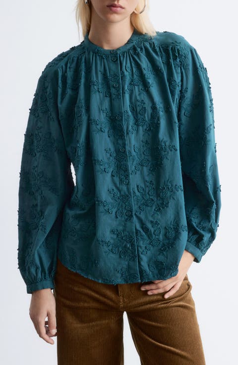 Floral Appliqué Blouse