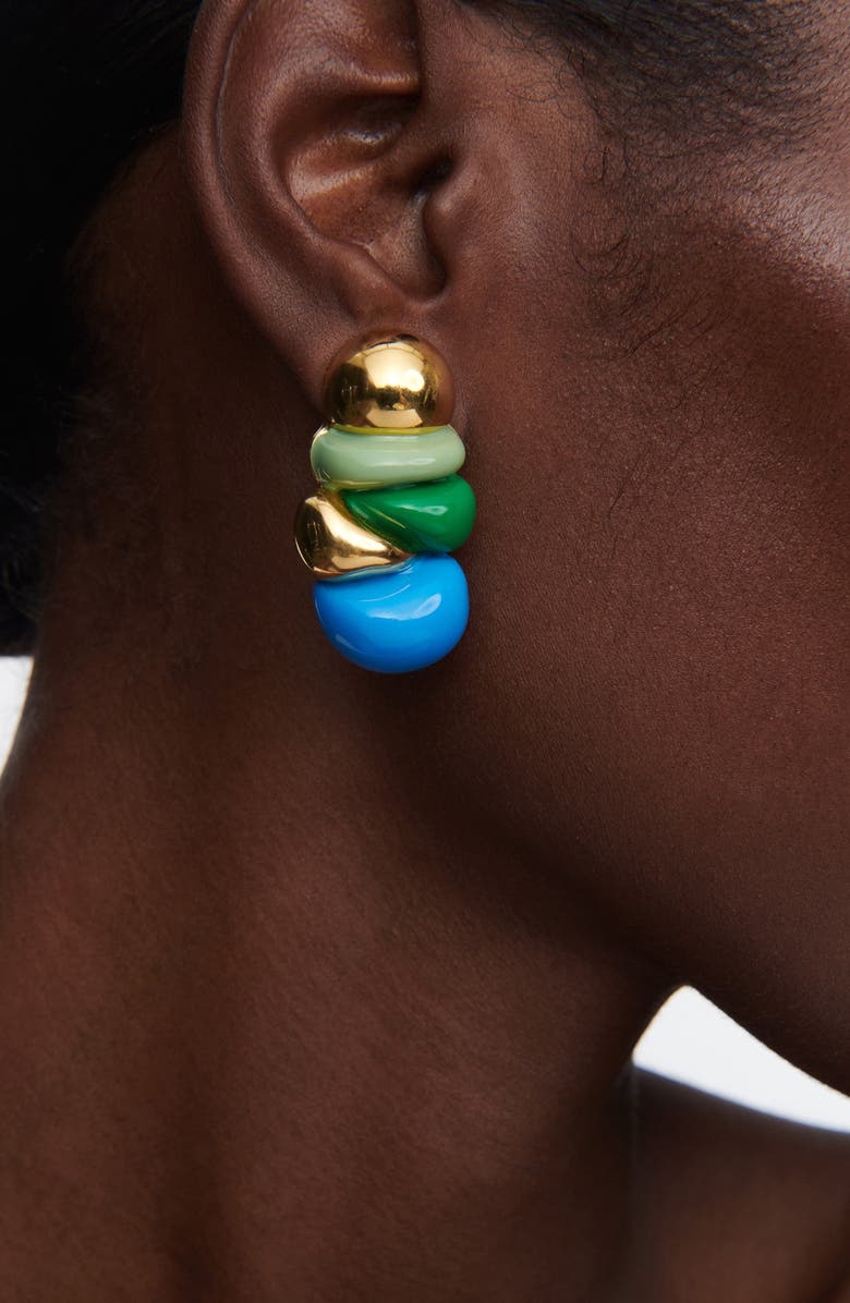 Sterling King Bellmer Ball Enamel Drop Earrings, Alternate, color, Gold/ Blue/ Green